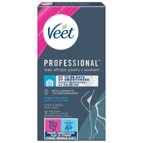 Hrfjerning Veet Wax Strips Ben &amp; Body Sensitive Skin 12 pcs.