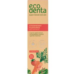 Naturlig Hydroxyapatitebarntandkrm ECODENTA Kids Strawberry frn 3 r 75 ml