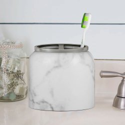 Nu Steel Tandbrsteholder Slv Marmor Finish