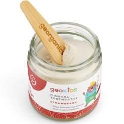 Naturlig Hydroxyapatite barntandkrm GEORGANICS Mineral Strawberry Fluorfri 60 ml