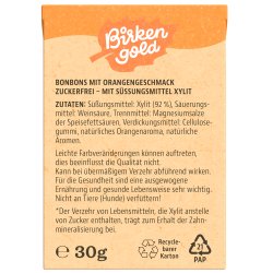 Tandvrd sugtabletter Birkengold Xylit Bonbons Orange
