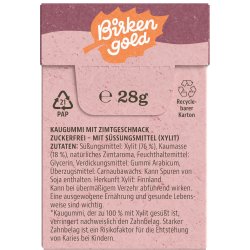 Naturlig Xylitol Tyggegummi Birkengold CINNAMON 20 stk