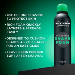 Scheerschuim Wilkinson Sword Sensitive 200 ml.