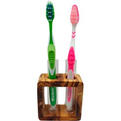Tandborsthllare Olivtr + glas Olivenholz-erleben The Frame