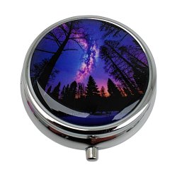 Pill Box Runt Metall Astro Motivfodral med 3 fack