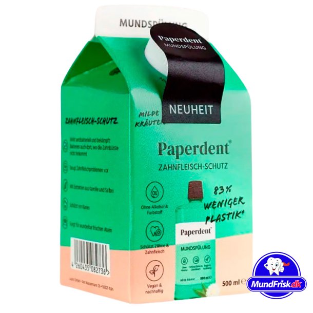 Plastikfreie Herbal -Mundsplung PAPERDENT Milde Kruter Vegan 500 ml