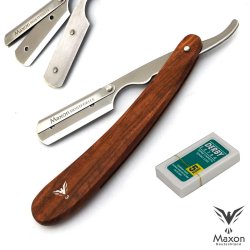 MAXON Deutschland barberhvel med trehndtak + DERBY barberblad + etui til barberhvel