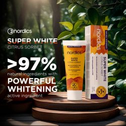 Naturlig hydroxiapatit tandkrm NORDICS Super White Citrus Sorbet 75 ml