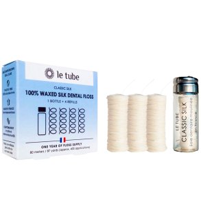 Silke Tandtrd kologisk Bivoks LE TUBE Classic 4 x 20 mtr. + Glasdispenser