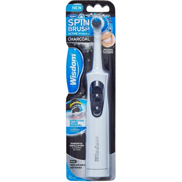 Batteritandb�rste WISDOM Spin Brush Whitening Charcoal el-tandb�rste