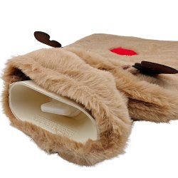 W�rmflasche, 2 Liter, schlafender Elch mit weichem Fell