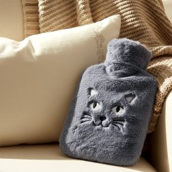 VILDE Varmedunk 1,8 L med bl�dt plysbetr�k � Kattemotiv