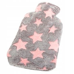 W�rmflasche Sternenmuster in Grau und Rosa - 2 ltr.