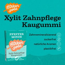 Naturel Xylitol Chewing-gum Birkengold PEPPERMINT Sans plastique 20 pcs