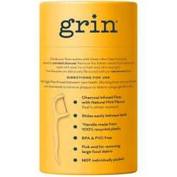 B�rekraftige Flosserb�yler 80 stk. GRIN Ultra Clean Charcoal Infused Floss Picks