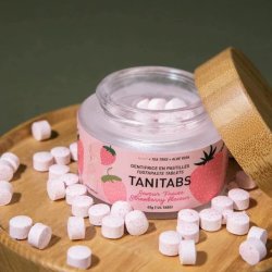 Natuurlijke Tandpastatabletten met Hydroxyapatit &amp; Xylitol TANITABS Strawberry Herbruikbare Pot 124 stuks