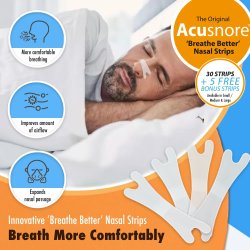 Snorkeplastre ACUSNORE Breathe Better Nasal Strips 30 stk.