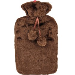 Warmwaterkruik Klassiek Pluizige Overtrek &amp; Pompons 2 liter