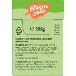 Naturel Xylitol Chewing-gum Birkengold Spearmint Green Mint 20 pcs