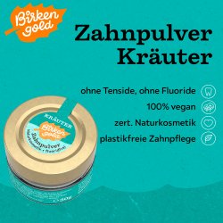 BIRKENGOLD Birch Gold Herbs Tooth Powder � Fluorittoman Hammastahna-jauhe yrteill� &amp; xylitolilla (30 g)