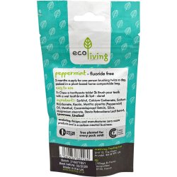 EcoLiving Tandpastatabletten Peppermint Fluoridevrij 125 stuks.