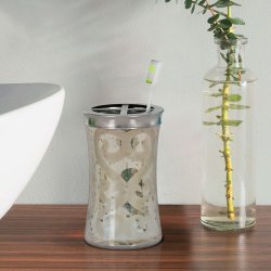 Tandbrsteholder Nu Steel Mercury Glas &amp; Rustfrit Stl