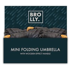 Mini parapluie de sac avec poign�e effet bois | Compact et élégant