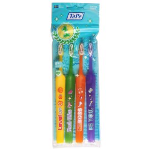 TePe Kids Barnetannbørster 6+ år  4 stk. Extra Soft