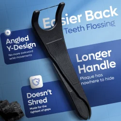 SmartLifEco FlexPik Charcoal Flosspicks � Effektiv tanntr�d med aktivt kull (50 stk.)