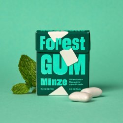 Forest Gum Minze � Plastfritt tuggummi med xylitol, naturlig mintsmak och v�xtbaserad tuggummibas � 20 g