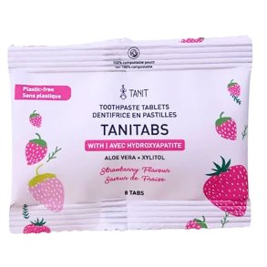 Naturliga Tandpastatabletter med Hydroxyapatit & Xylitol TANITABS Strawberry 8 st.