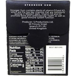 Stronger Gum Strawberry � Sukkerfrit tyggegummi med vitamin D3 &amp; K2 | 12 stk.