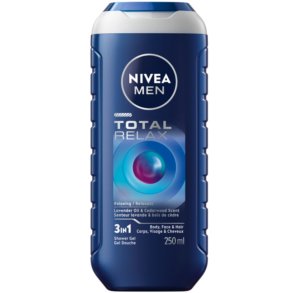 NIVEA MEN Total Relax 5-in-1 Shower Gel – met lavendelolie en geur van cederhout, 250 ml