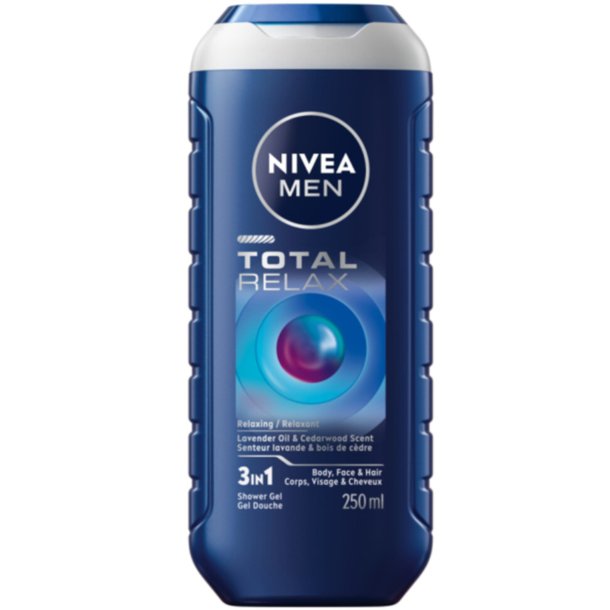 NIVEA MEN Total Relax 5-in-1 Shower Gel – met lavendelolie en geur van cederhout, 250 ml