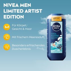 Nivea Men Cool Marine Artist Edition 3-i-1 duschgel f�r kropp, ansikte och h�r (250 ml)