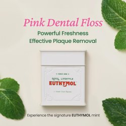 Euthymol Pink Dental Floss tandtr�d med mint och veganskt vax (50 m)