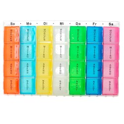 Pilleboks farge 7 pillebokser med 4 rom