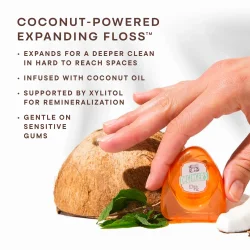 Dr. Ginger's Coconut Oil + Xylitol Expanding Floss Coconut Mint 30 m � Ekspanderende hammaslanka kookos�ljyll� ja xylitolilla
