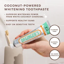 Dr. Ginger's Coconut Oil White Charcoal Coconut Mint � Fluorvrije tandpasta met kokosolie en wit actief kool (114g)
