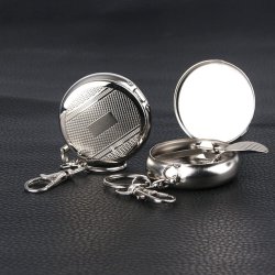 Lomme askebeger nkkelring rund rustfritt stl