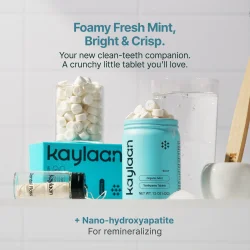 Kaylaan Organic Mint Tannkremtabletter med nano-hydroksyapatitt (90 stk.)