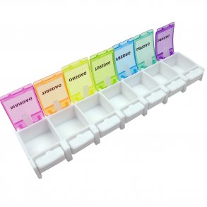 Pillerask med fjderfrgat lock 