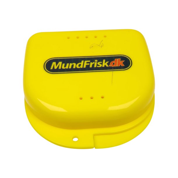Etui til opbevaring af protese, bideskinne, b�jle, tandbeskytter mv. GUL