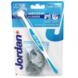 Traktat Faktura Alt det bedste Jordan Easy Clean Flosser tandtråd - 1 håndtag + 21 refill-hoveder -  Tandtråd + Flosser | Jordan - MundFrisk.dk
