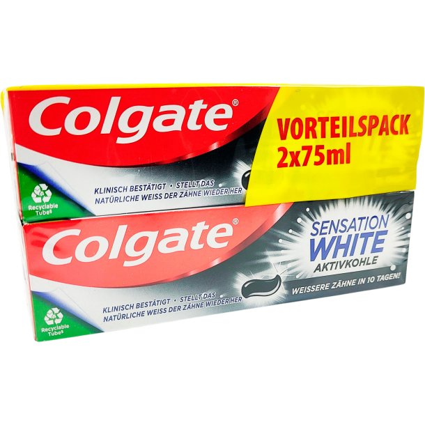 Colgate Tannkrem 2 stk. Sensation White Active Charcoal