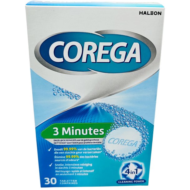 Corega 3 Minuttes Rensetabletter 30 stk.