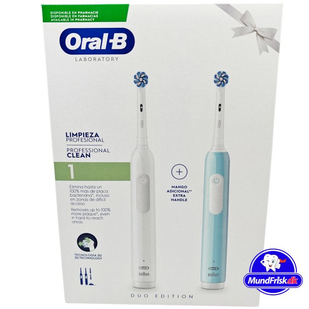 Oral-B Pro 1 Sensitive DUO El-tandbrster White + Blue Ekstra Brstehoveder
