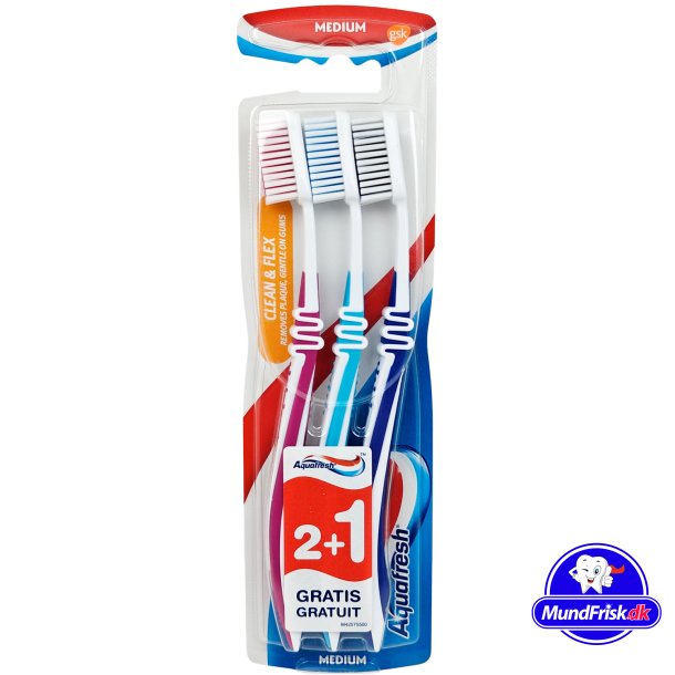 Aquafresh Tandborstar 3 st. Clean &amp; Flex Medium