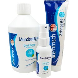 Pakketilbud Drlig nde ATEMFRISCH Mundskyl + Tandpasta + MundSpray + Tungerenser