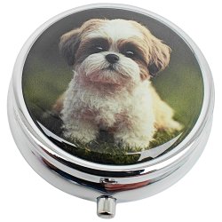 Pilleske Populre Hunde Rund Metal Pilleboks 